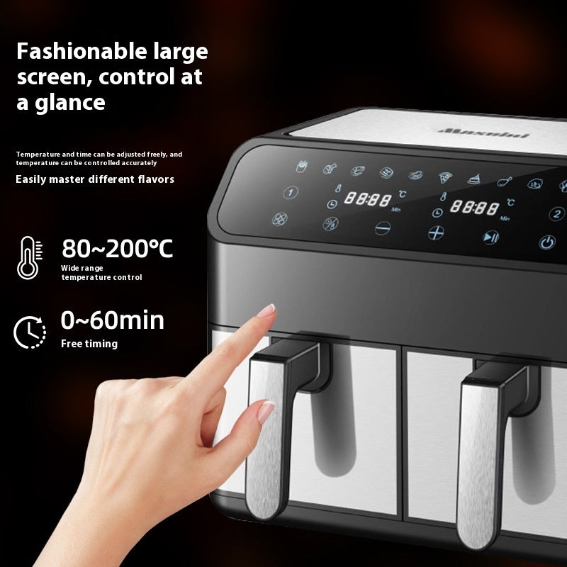 Air Fryer Large Capacity 8L Multi-functional Stainless Steel Double Pot