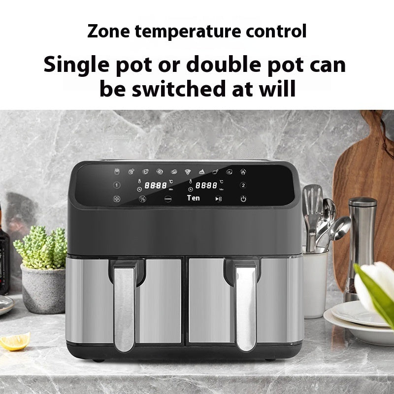 Air Fryer Large Capacity 8L Multi-functional Stainless Steel Double Pot